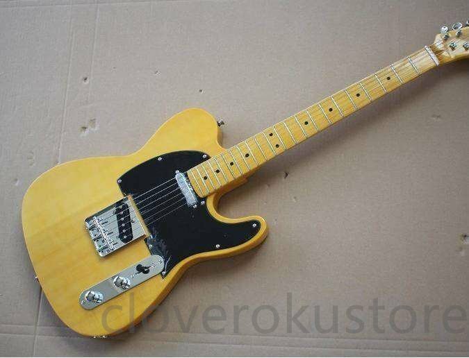 黄色、黒ピックガード、カスタムオファーの工場卸売黄色のエレキギター本体ネック