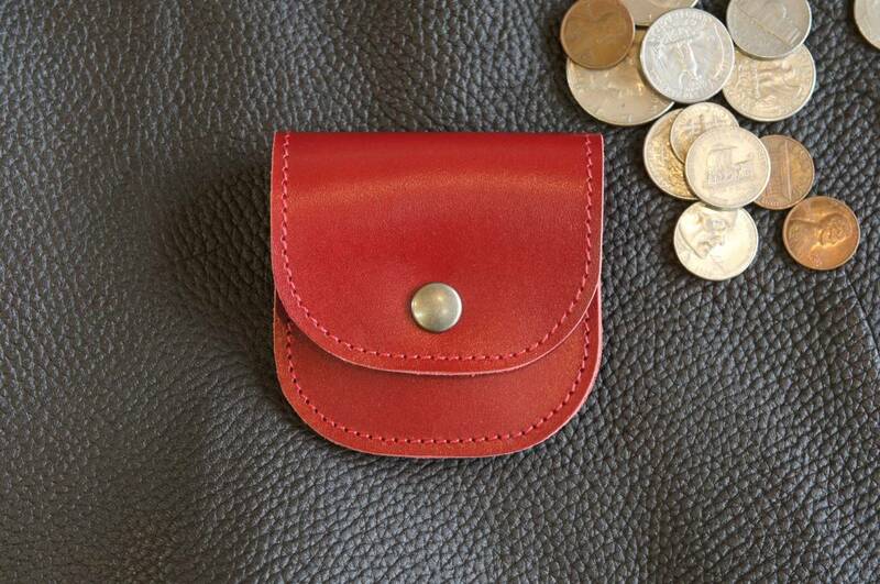 本革製 シンプル ラウンド型 コインケース BC2 WR ワンレッド 赤色 小銭入れ 財布 本革 牛革 日本製