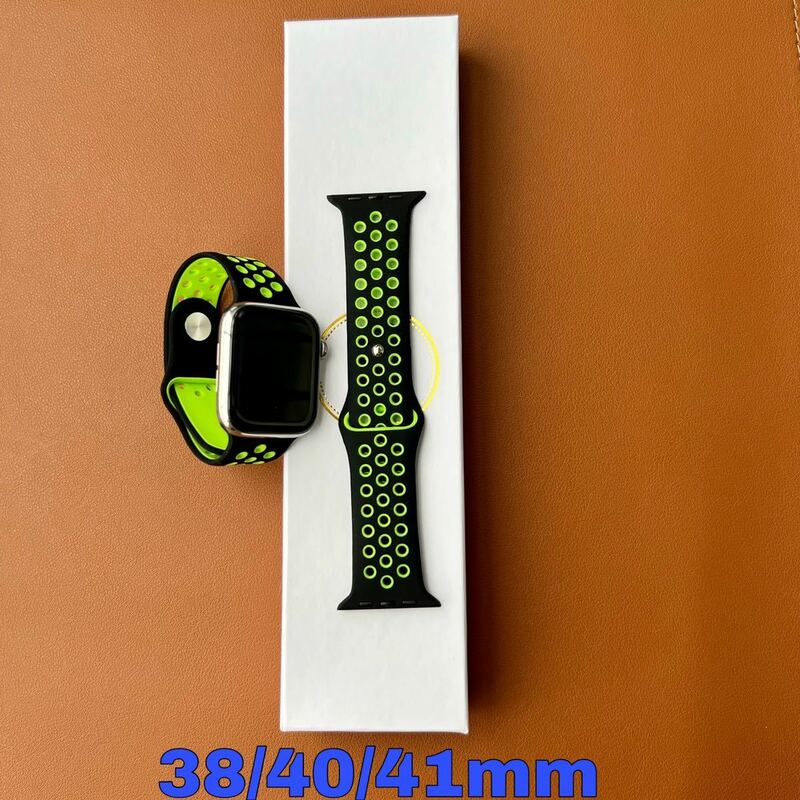 Apple Watch バンド　アップルウォッチスポーツバンド　ベルト　ブラック/グリーン　38/40/41mm