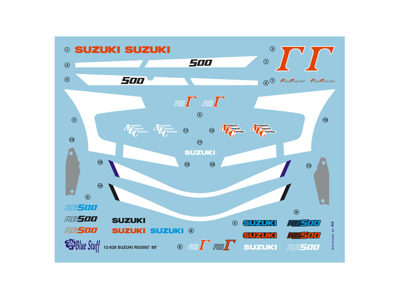 (BS12-028): 1/12 スズキ RG500 1989 水転写デカールBS12-028