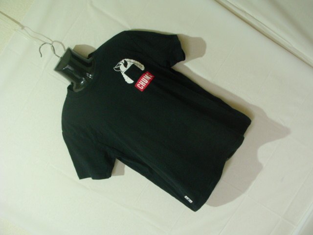 ssy7990 CHUMS 半袖 Tシャツ ブラック ■ プリント ■ ミニポケット クルーネック コットン100 カジュアル Mサイズ