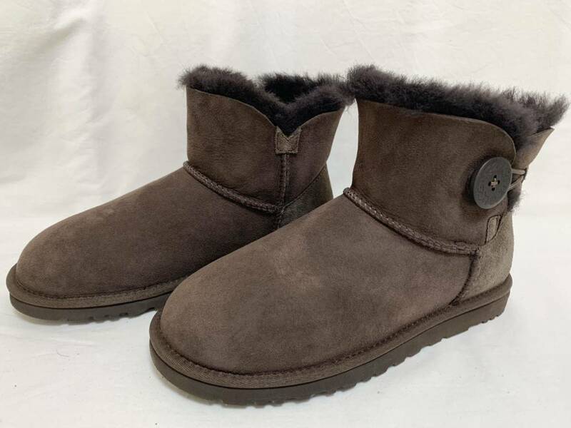 未使用 アグ オーストラリア UGG australia ムートン レザー シープスキン ショート ブーツ USA6 23㎝前後 靴 レディース シューズ 焦げ茶