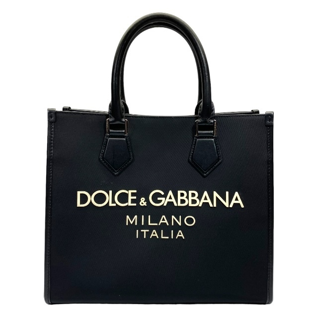 Dolce & Gabbana D&G ドルチェアンドガッバーナ ドルガバ ハンドバッグ トートバッグ ショッピングバッグ ロゴ ナイロン レザー ブラック