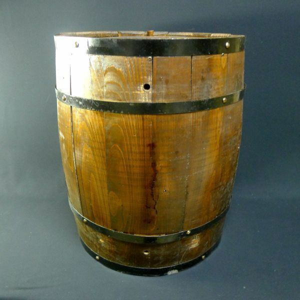 a074 ワイン樽 アンティーク 重さ約5kg サイズ:直径41cm 高さ約49cm/160