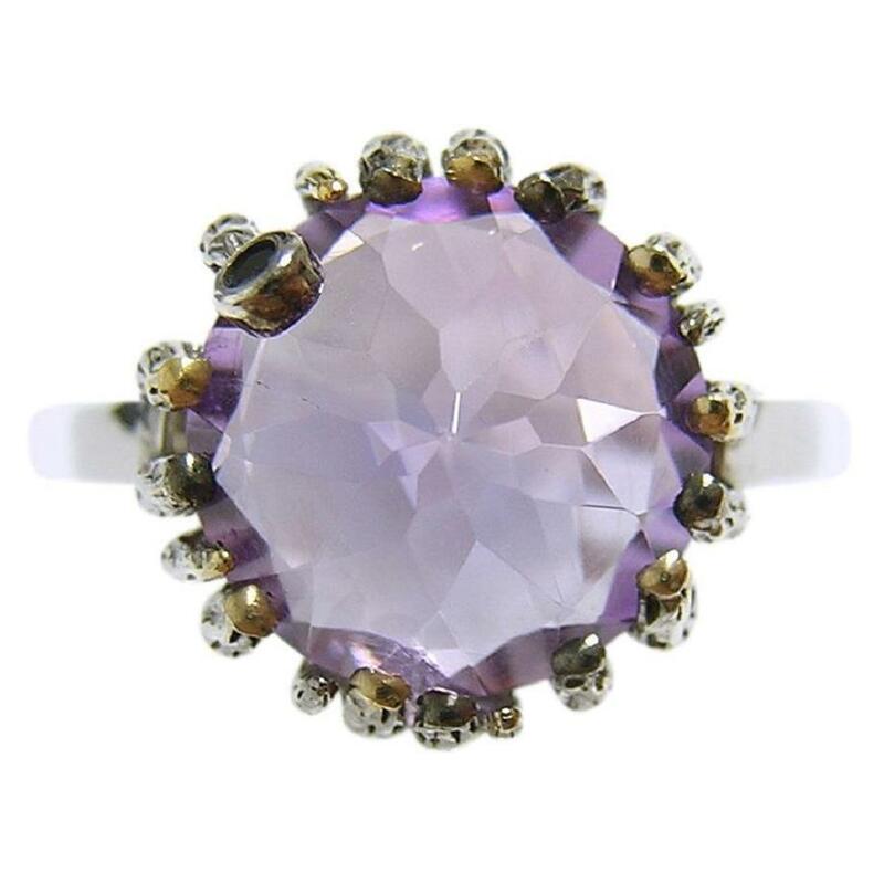 『天然アメジスト』 デザインリング　指輪　紫水晶　ブラックスピネル
