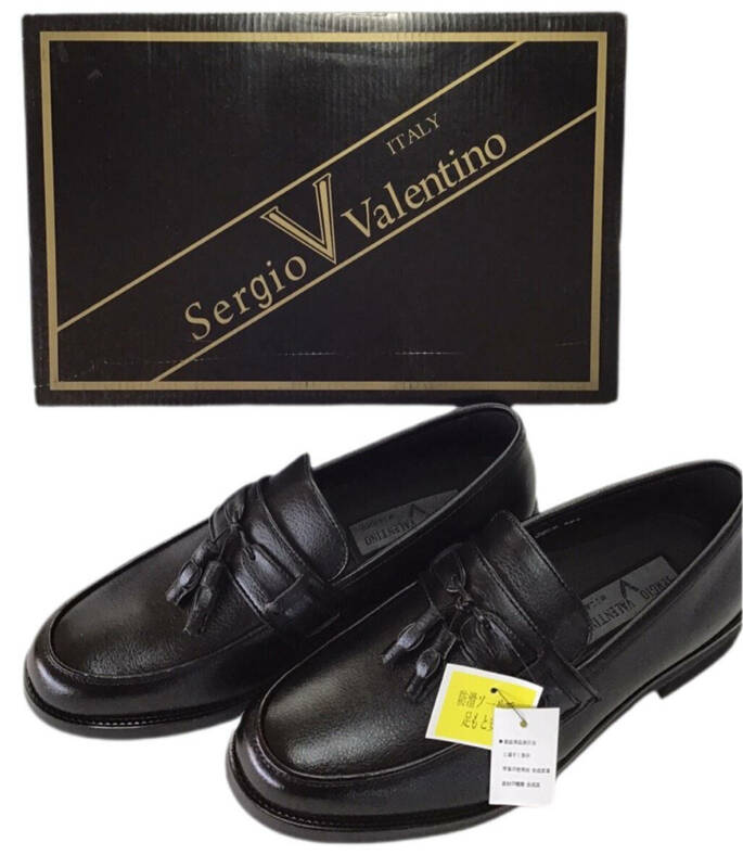 セルジオヴァレンティノ SERGIO VALENTINO 3855 BLACK 24.5cm タッセル 紳士ビジネスシューズ 合成皮革 