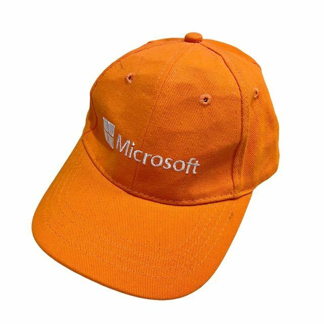 希少 Y2K ビンテージ Microsoft マイクロソフト 企業ロゴ 刺繍 キャップ CAP ベースボール 帽子 90s Apple