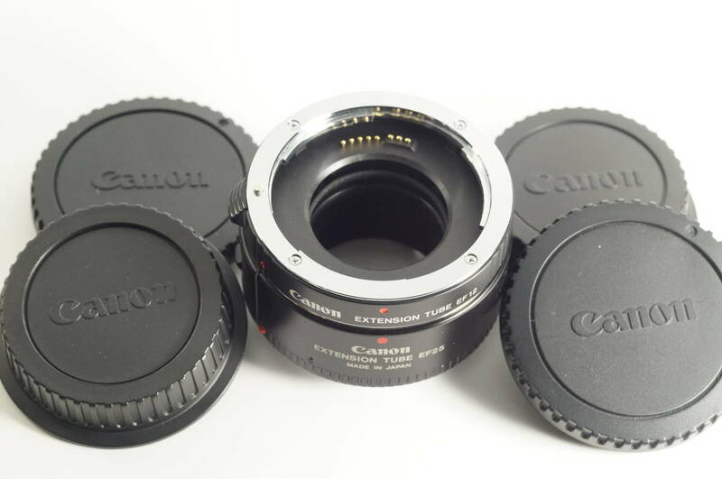 2X-002【キレイ】Canon EXTENSION TUBE EF12 + EF25 エクステンションチューブ 2個セット 接写 接眼レンズ RING リング