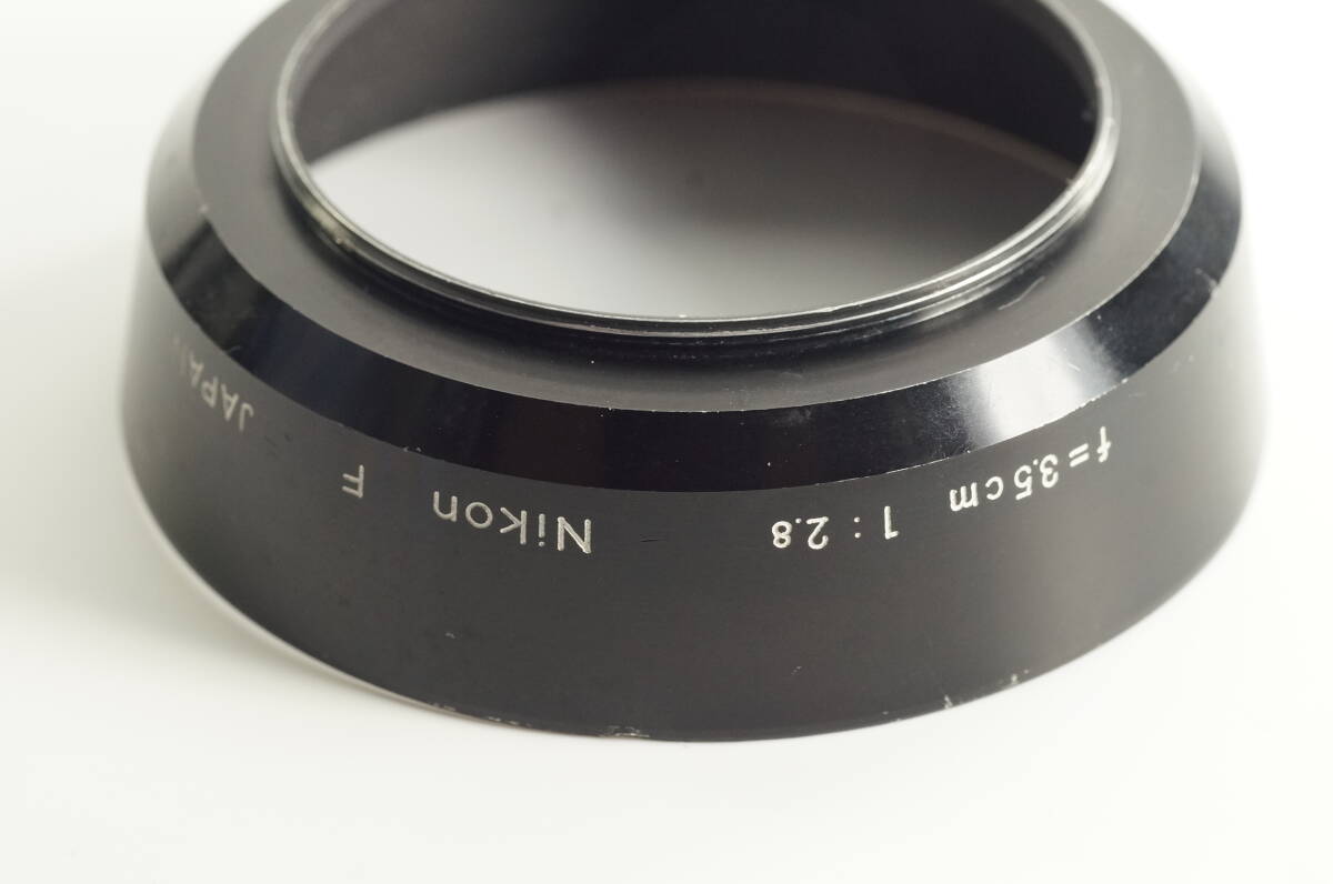 影SG【並品】希少品 Nikon f=3.5cm 2.8 （小文字「Ｆ」刻印） ニコン Auto NIKKOR 3.5cm F2.8用 メタルフード（52mm径）