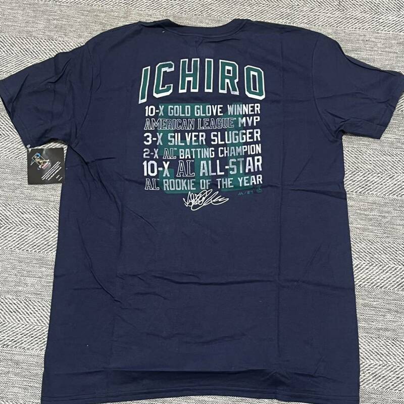 美品タグ付き　マリナーズ　MLB PLAYERS CHOICE イチロー　メジャーリーグ　メンズ tシャツ ネイビー　マジェスティック