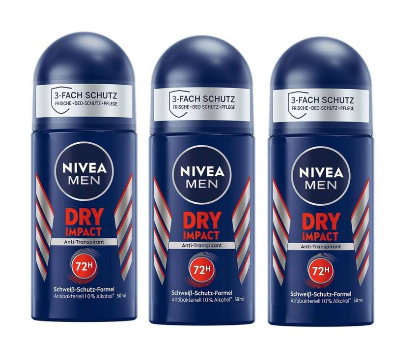 送料込 3本セット NIVEA MEN ニベア メン デオドラント ロールオン Dry & Impact 72時間継続 50ml