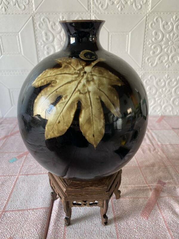 既決　　康月造　花瓶　花器　壺　花　高さ約23cm