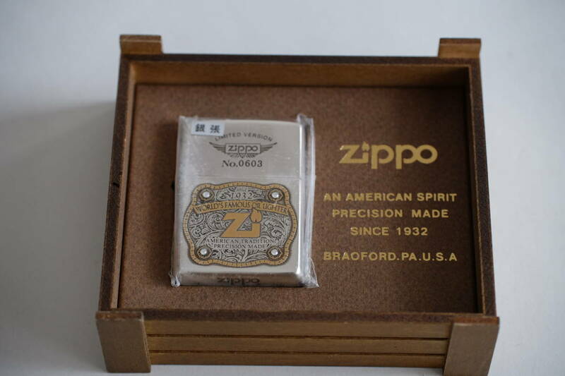 【未使用】Zippo AMERICAN TRADITION SPIRIT 銀張 スペシャル 限定版 シリアル入り 木箱