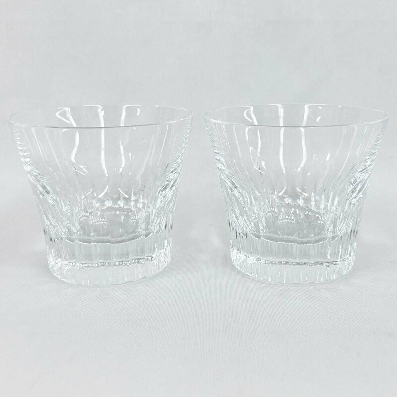 【AB-16】中古　Baccarat バカラ　フィオラ　イヤータンブラー　2客　クリスタル　ロックグラス　オールドファッショングラス