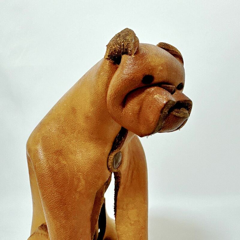 希少 Germany deru 1960 ORIGAMI DOG ドイツ ヴィンテージ レザークラフト アンティーク インテリア 犬 オブジェ 置物 ミッドセンチュリー