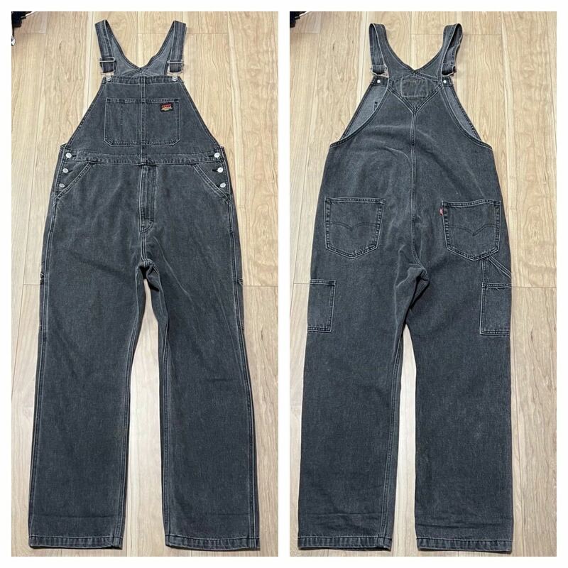 ★格安★LEVI'S リーバイス ブラックデニム オーバーオール ジーンズ ジーパン メンズ パンツ サイズL R-5620