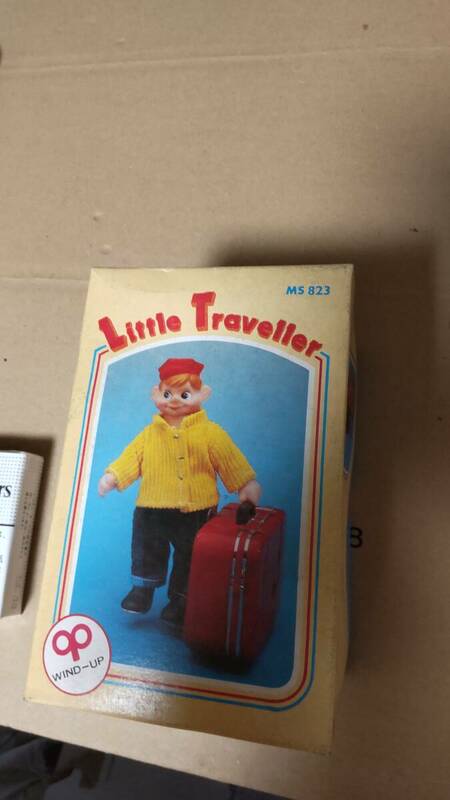 コレクター放出品 当時物 Little Traveller リトルトラベラー ブリキソフビ人形 ゼンマイ式 ブリキ玩具 昭和レトロ 共箱付　