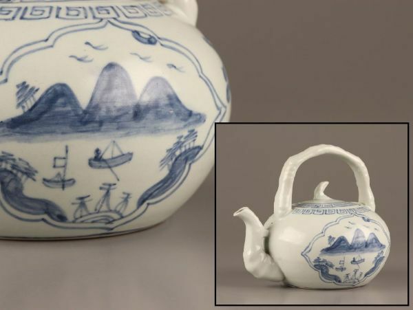 古美術 朝鮮古陶磁器 李朝 染付 水注 時代物 極上品 初だし品 C4228