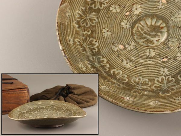 古美術 朝鮮古陶磁器 李朝 三島 皿 仕覆 時代物 極上品 初だし品 C4187