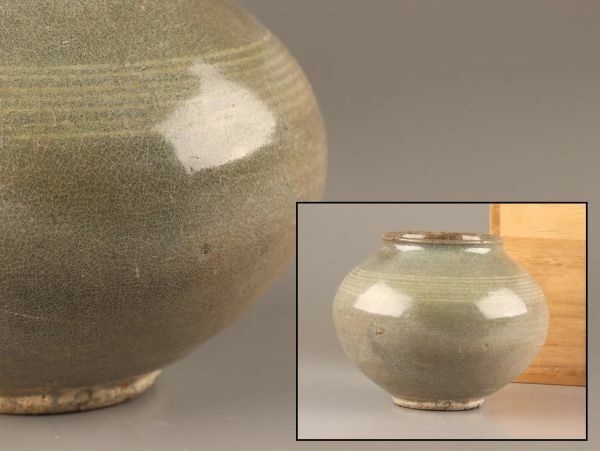 古美術 朝鮮古陶磁器 高麗青磁 白象嵌 壷 時代物 極上品 初だし品 C4310