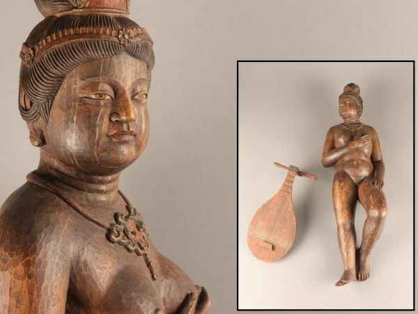 仏教美術 時代木彫 裸弁天 仏像 時代物 極上品 初だし品 C4307