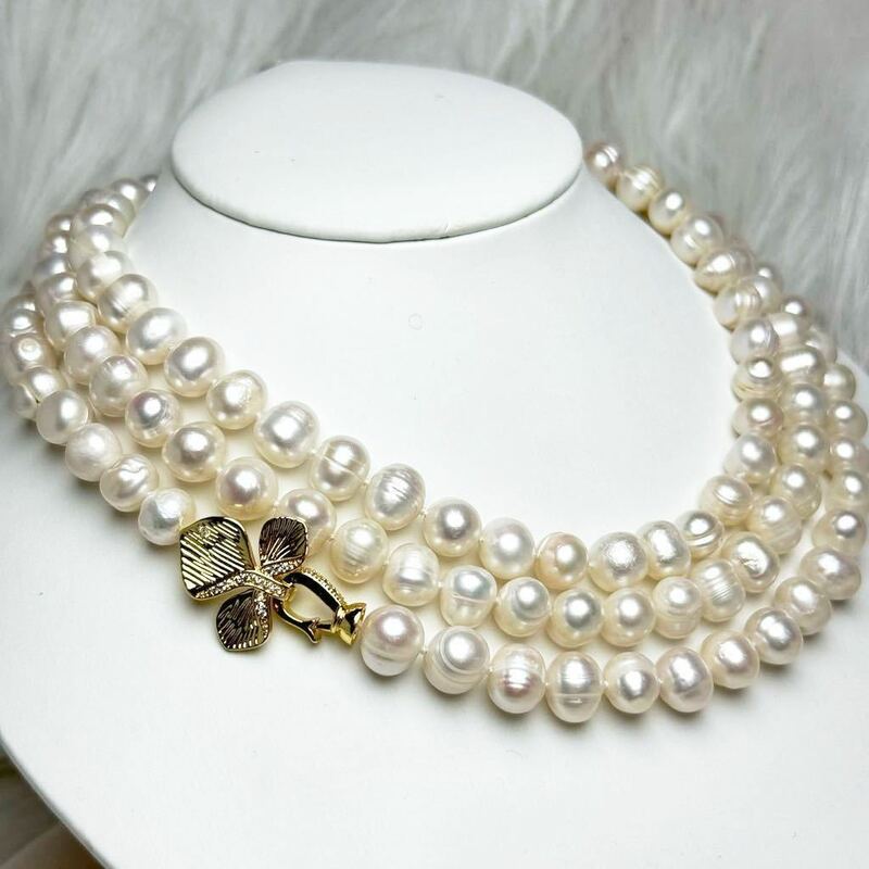 「本真珠ネックレス8mm 120cm 」天然パールネックレス　ロングネックレス　Pearl necklace jewelry