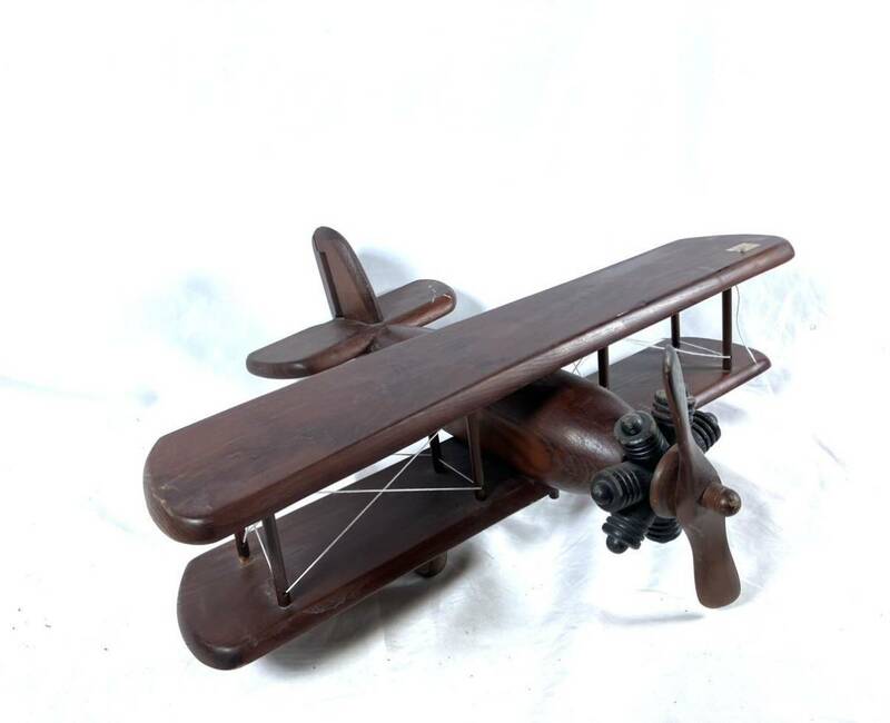 アンティーク　木製　飛行機 模型/ヴィンテージ/レトロ/おもちゃ/インテリア/コレクション/02-0002