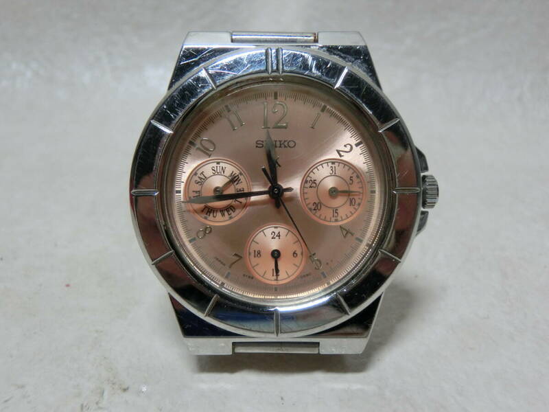 【№1047-O6006R】中古品：SEIKO セイコー ルキア 5Y89-0B30 ピンク文字盤 クォーツ レディース腕時計 