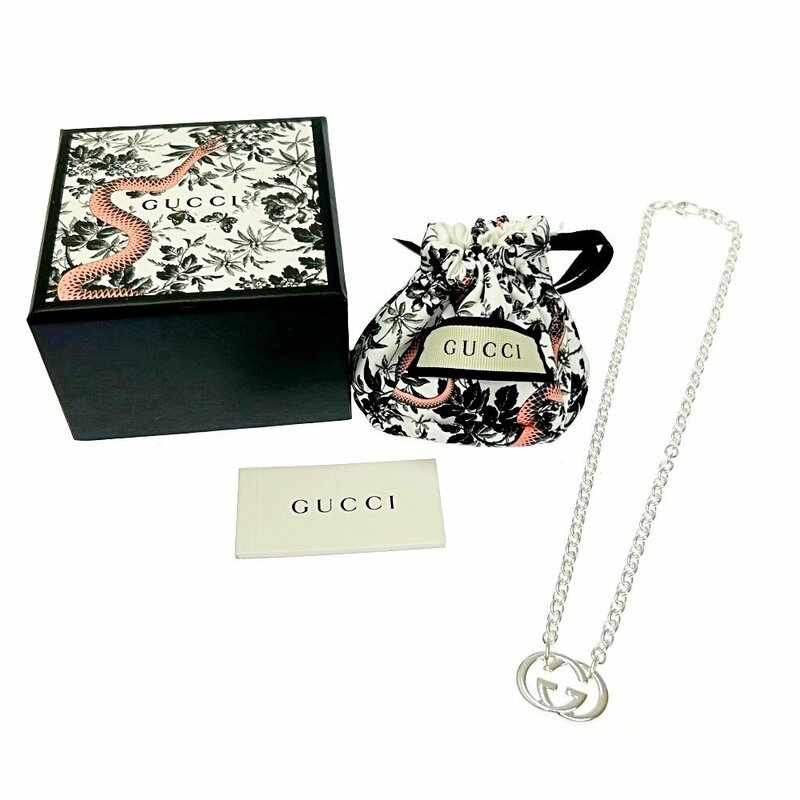 【箱付き】 GUCCI グッチ シルバー インターロッキングG ネックレス 28.1g 925刻印 244486 ネックレス