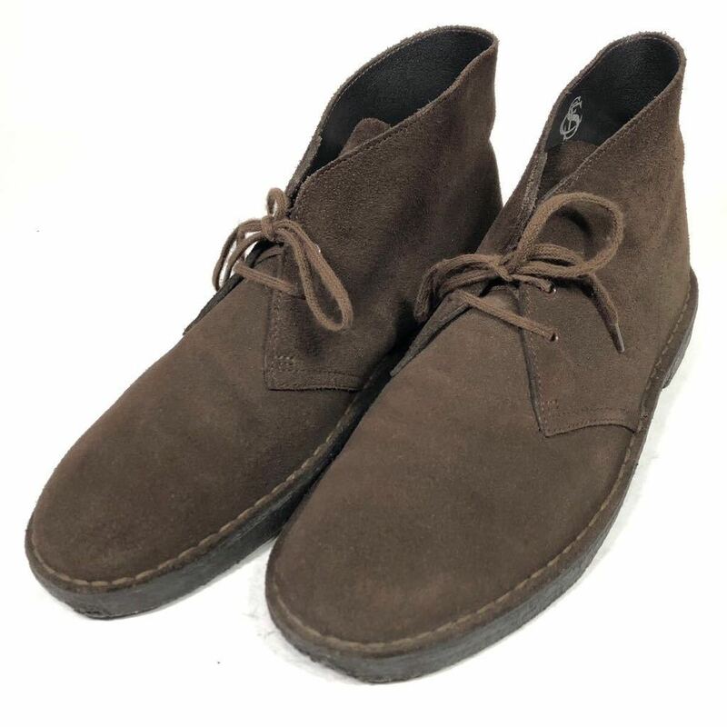 【クラークス】本物 Clarks 靴 26.5cm 茶 ショートブーツ ハイカットシューズ カジュアルシューズ スエード 男性用 メンズ UK 8 1/2 G