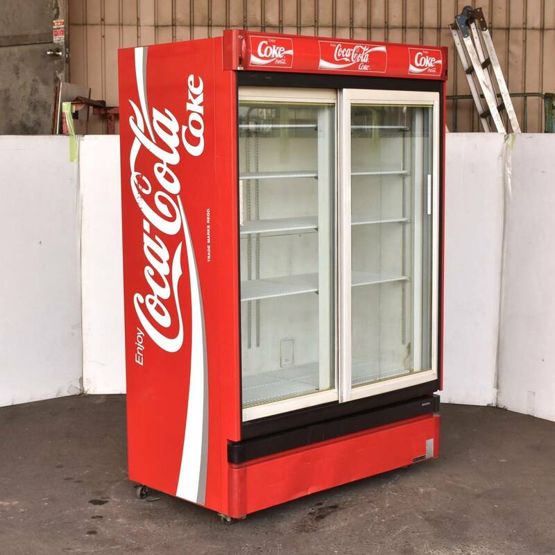 希少 Coca Cola/コカ・コーラ 冷蔵ショーケース 三菱 BC-827STFB-H 単相100V+三相200V 左右引き戸 現状品『引取推奨』zyt1334ジ 51210-08+