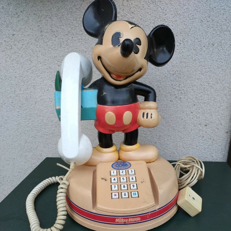 昭和レトロ 電話機 ミッキーマウス プッシュホン ディズニー　アンティーク　神田通信 神田通信工業