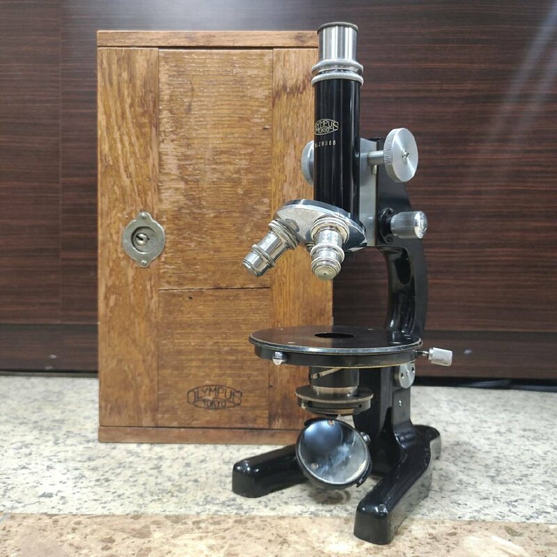 OLYMPUS オリンパス 生物顕微鏡 GB型 対物レンズ 店舗什器 古道具 インテリア 昭和レトロ ヴィンテージ ジャンク