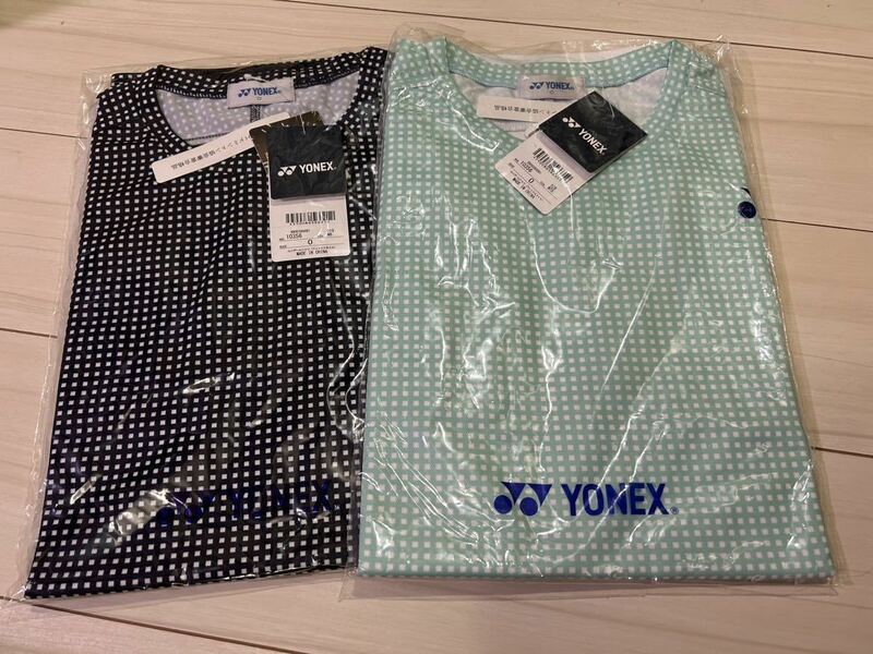 送料無料 ヨネックス 10356 ユニO フィットスタイル ゲームシャツ ネイビーとミントブルー 新品 2枚セット 日本バドミントン協会審査合格品