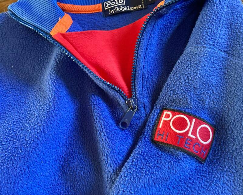 90s.POLO HI TECH フリース Lサイズ ポロハイテック 青 POLO1992 ポロスポーツ POLO1993 ビンテージ RLX ポロカントリー POLO SPORT 