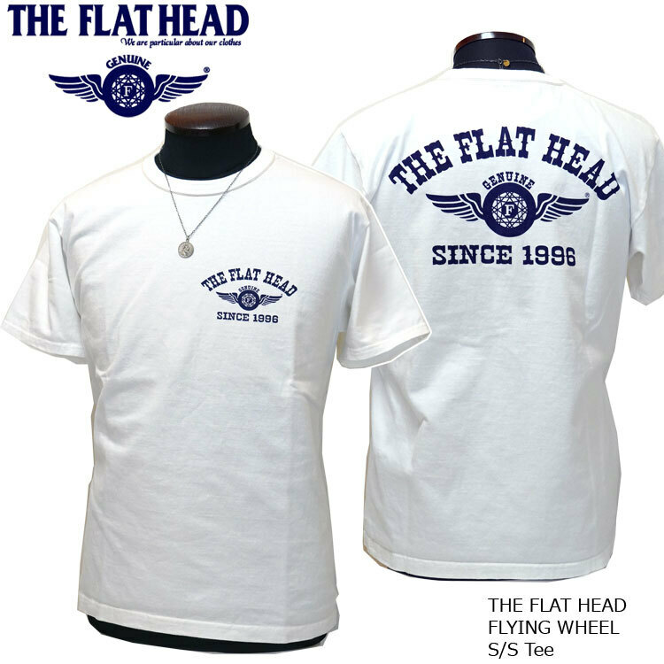 2024年夏新作 THE FLAT HEAD/フラットヘッド フライングホイール 半袖Ｔシャツ 44 XXLサイズ ホワイト 白 FN-THC-202 新品 日本製 送料無料
