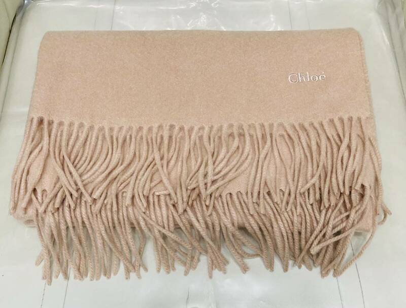 【定価35000円】希少！極美品 クロエ Chloe カシミア ストール ベージュ カシミヤ 大判マフラー 正規品 肉厚 / ランバン フルラ 販売終了品