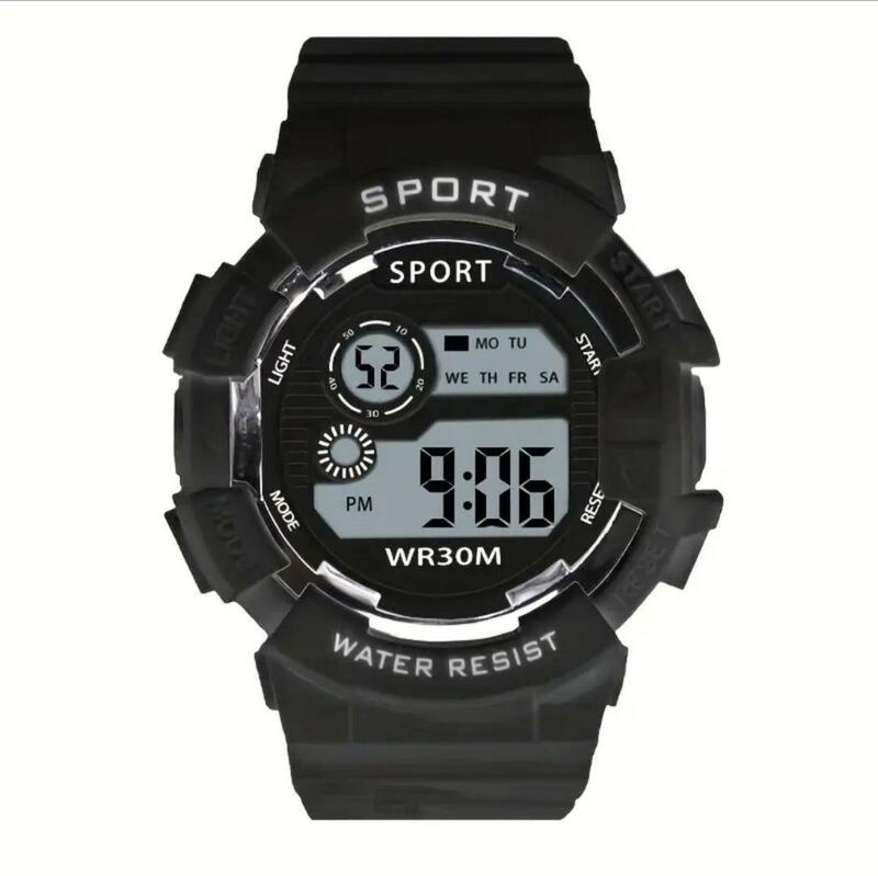 腕時計 デジタル スポーツウォッチ 防水 多機能 ブラック