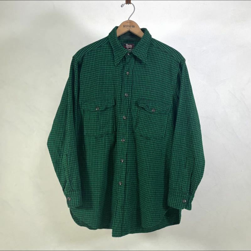 50s vintage size16 L woolrich made in usa ウールシャツ ビッグサイズ チェック グリーン ブラック ヴィンテージ USA製 黒タグ