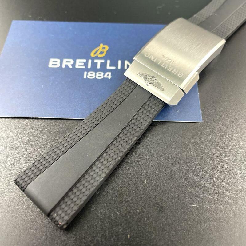 c177 新型【ブライトリング】BREITLING 22mm 黒 ブラック ファブリックラバー サテン Dバックル ベントレー クロノマット44 ナビタイマー