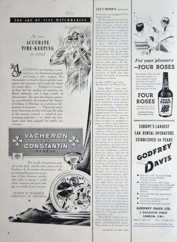 稀少・時計広告！1951年ヴァシュロン・コンスタンタン 時計広告/Vacheron Constantin Chronometer/Watch/W