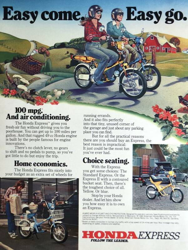稀少！1980年ホンダ・エクスプレス広告/Honda Express/オートバイ/昭和レトロ/旧車/イラスト/A