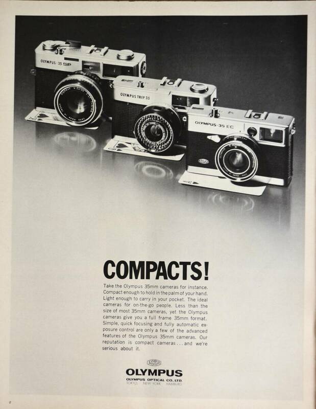 稀少・広告！1970年オリンパス カメラ広告/Olympus 35 camera/コンパカメラカメラ/昭和レトロ/C