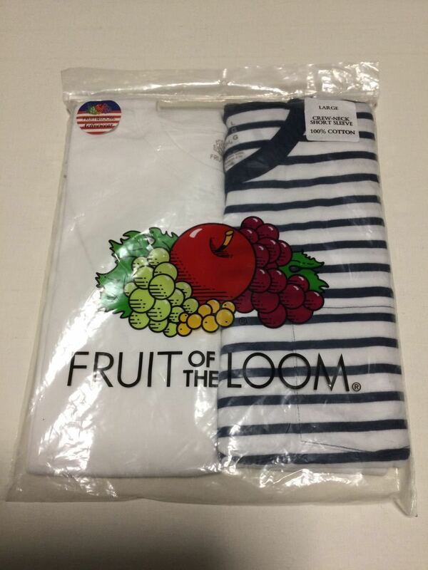FRUIT OF THE LOOM(フルーツオブザルーム)Tシャツ ボーダー パックT（無地＆ボーダー）2枚セット★長期保管・未着用品☆Ｌサイズ