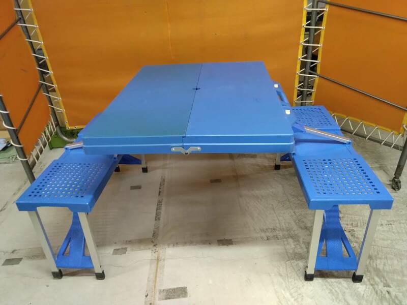 M818 新17 現状品　レジャーテーブル　アウトドアテーブル　テーブルチェアセット　テーブルチェア一体式　折りたたみ式　ピクニック　2/6