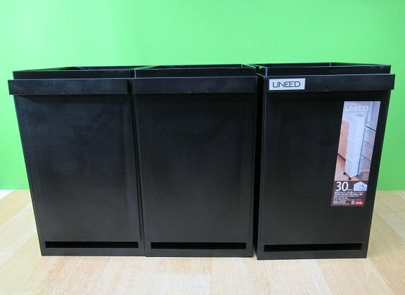 展示品 ゴミ箱 分別 3段 キャスター付 スリム 30L 日本製 ユニード 多段スリムペール ブラック ダストボックス