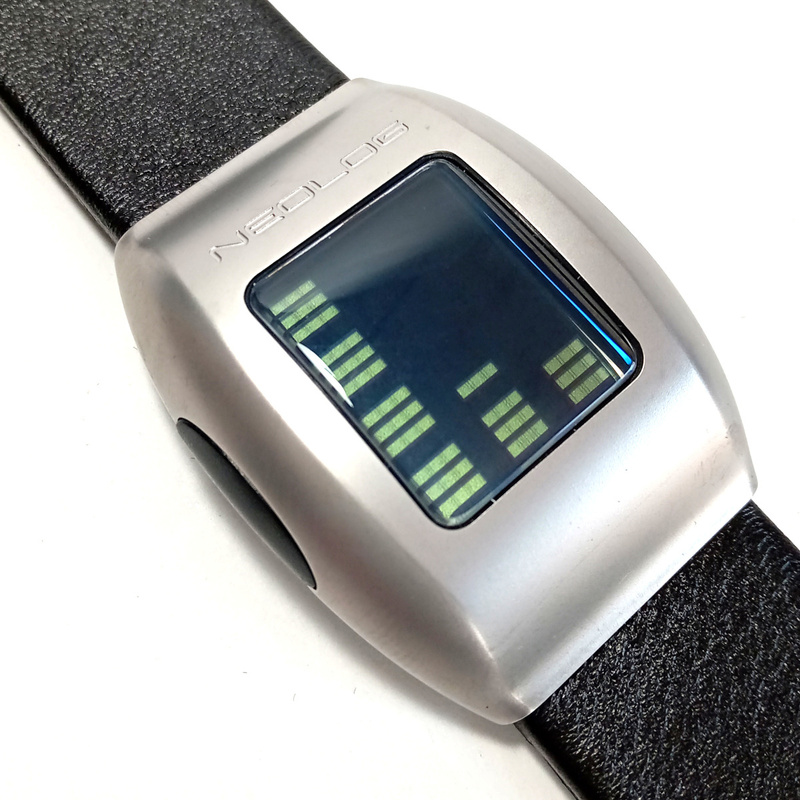 【neo44】新品 ネオログ NEOLOG A-24 Ⅱ CLASSIC LEATHER デジタル腕時計 クラシックレザー 黒本皮ベルト シルバー×ブラック SWHD-002-50