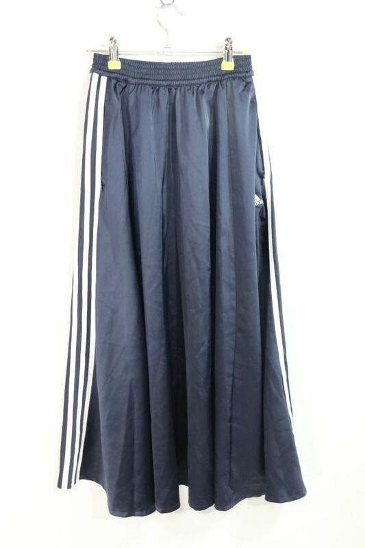 【Used】adidas アディダス Must Haves Skirt マストハブ ロングスカート 2020モデル ジャージ素材 3本ライン 古着 紺色 S ■ET24A0119