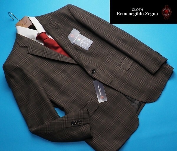 新品12.9万円 大手百貨店扱い 日本製 秋冬『Ermenegildo Zegna ゼニア 伊製生地』カシミヤ混ウール フランネル ジャケットBB8茶(E) 3251650