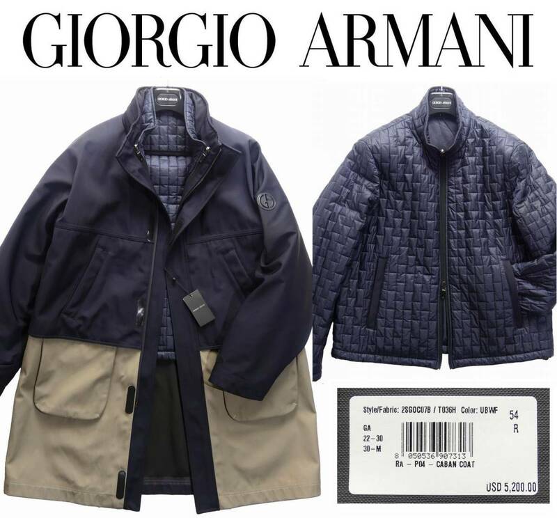 通年物831,000円新品GIORGIO ARMANIアルマーニ★3着分の着こなしを楽しめるお得な3WAY濃紺アウター【54＝日本XXL～3XL】